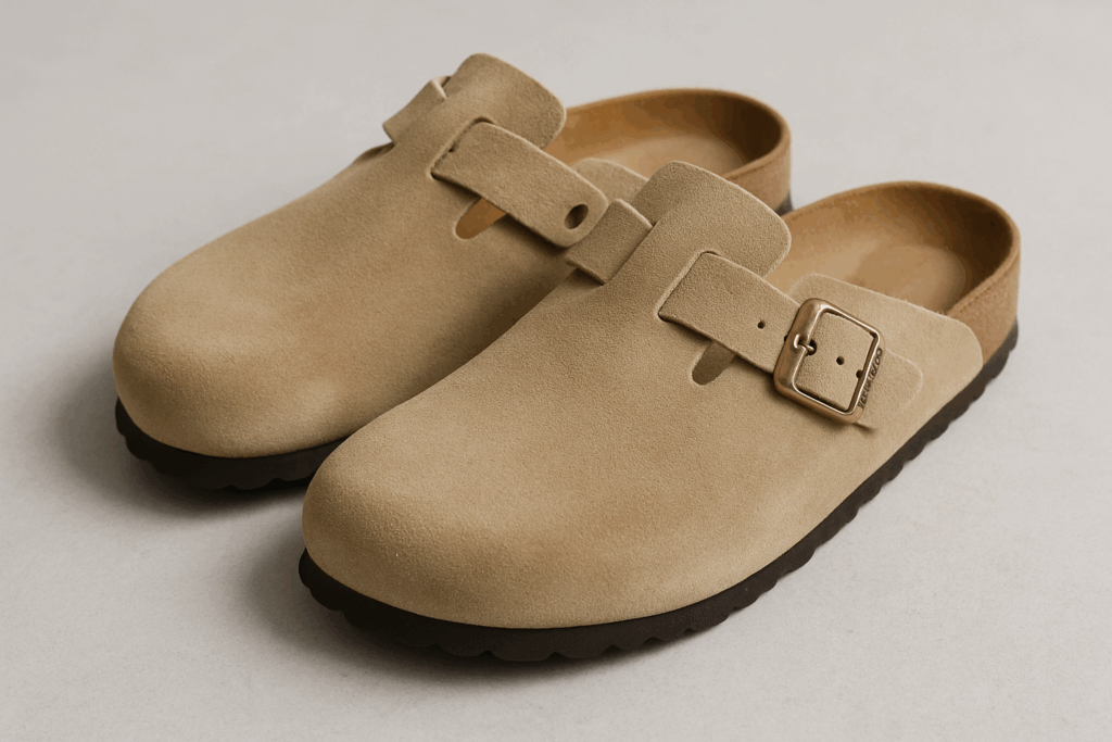 Suede clogs